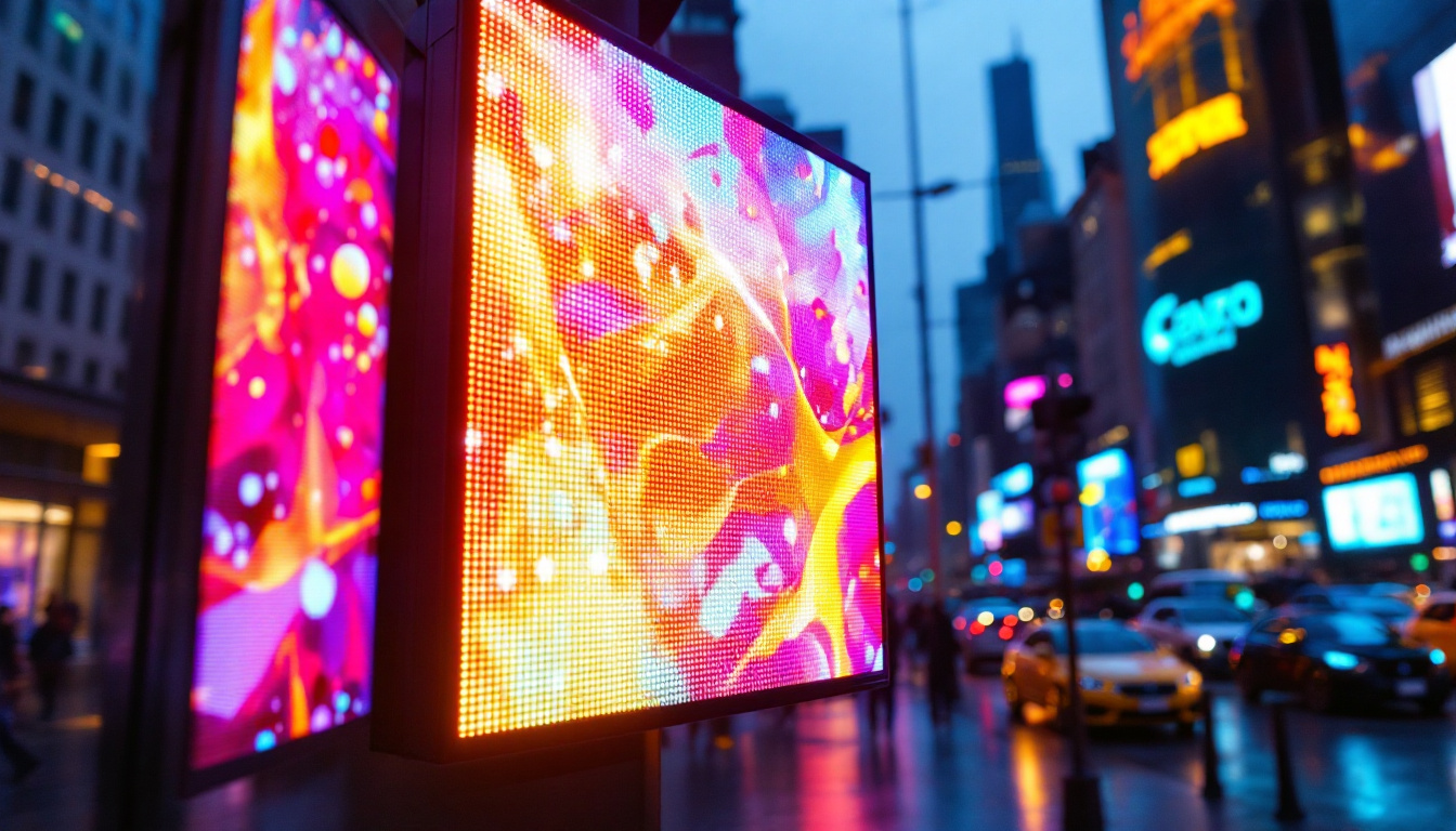 A photograph of a vibrant outdoor led display panel in action