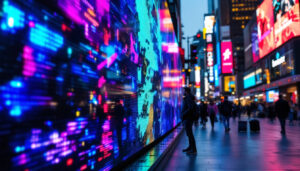 A photograph of a vibrant outdoor led display in action