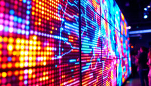 A photograph of a vibrant led wall display in action at an event