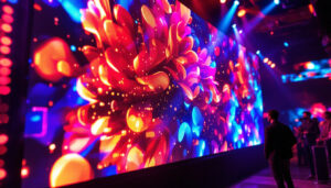 A photograph of a vibrant led video panel in action