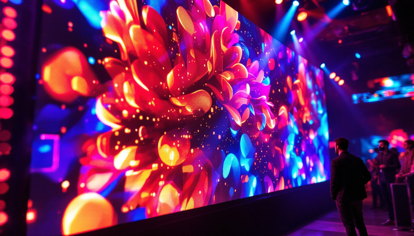 A photograph of a vibrant led video panel in action