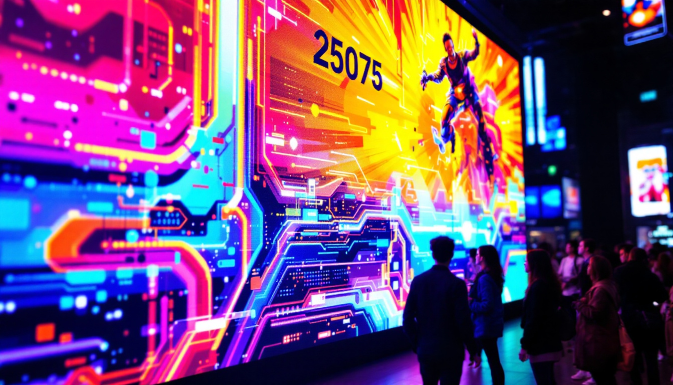 A photograph of a vibrant led display in action