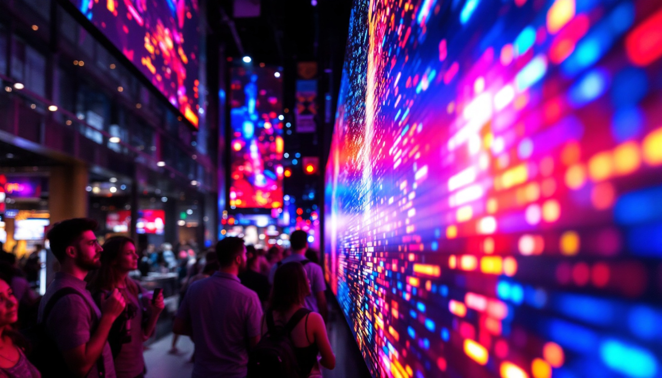 A photograph of a vibrant led video wall display in action