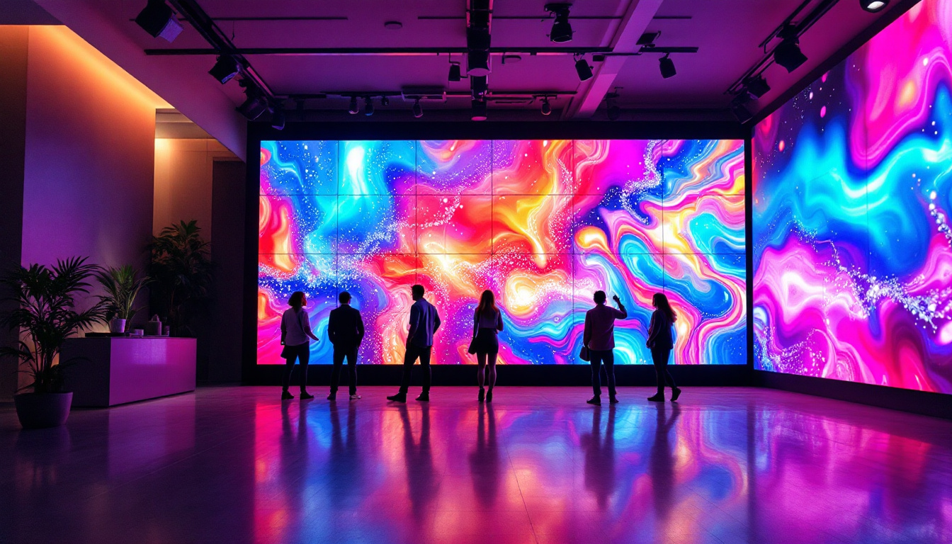 A photograph of a vibrant and dynamic led video wall in an engaging setting