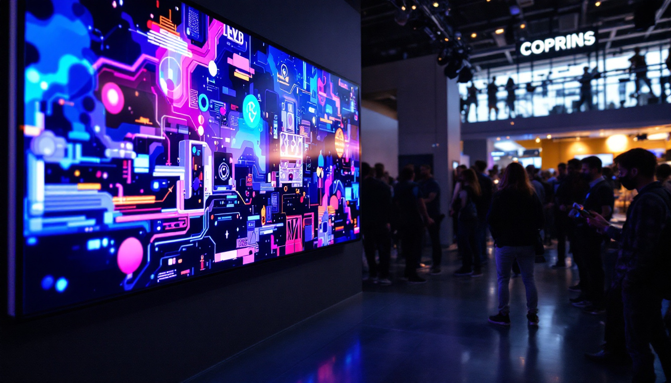 A photograph of capture a photograph of a vibrant indoor led video wall in use