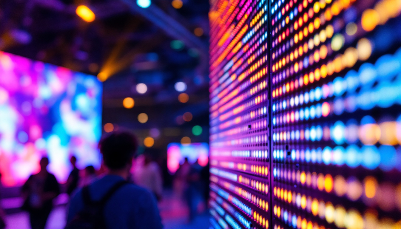 A photograph of a vibrant rental led panel in use at an event