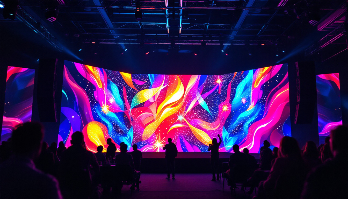 A photograph of a vibrant backdrop led screen in action at an event