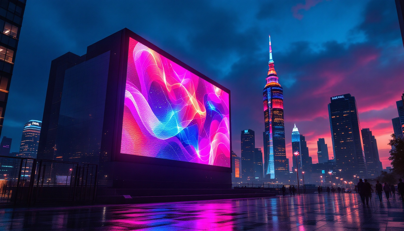 A photograph of a vibrant led display in action