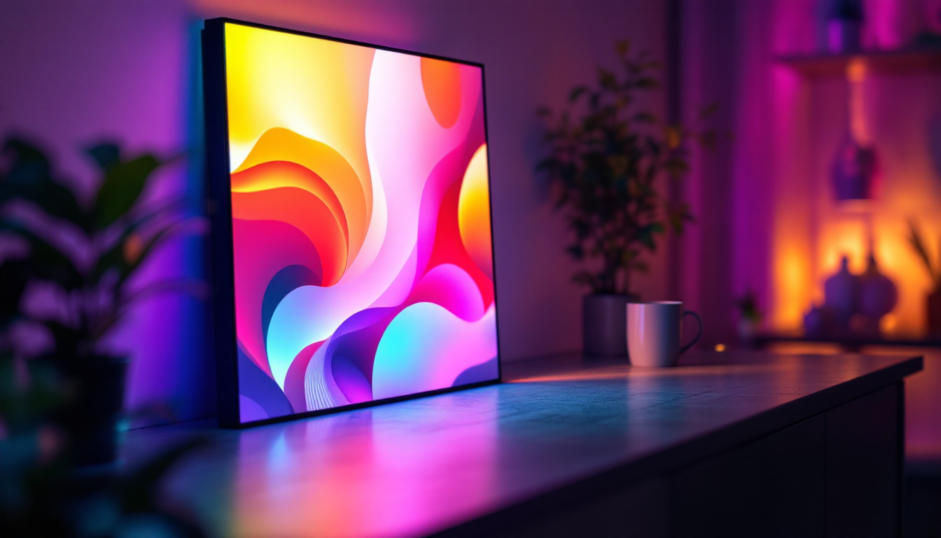 A photograph of a modern led panel square in a well-lit environment