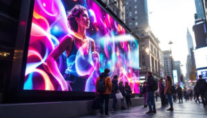A photograph of a vibrant outdoor led display in use