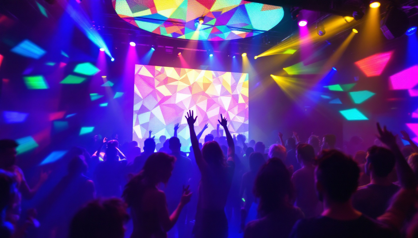 A photograph of a vibrant led club lighting setup