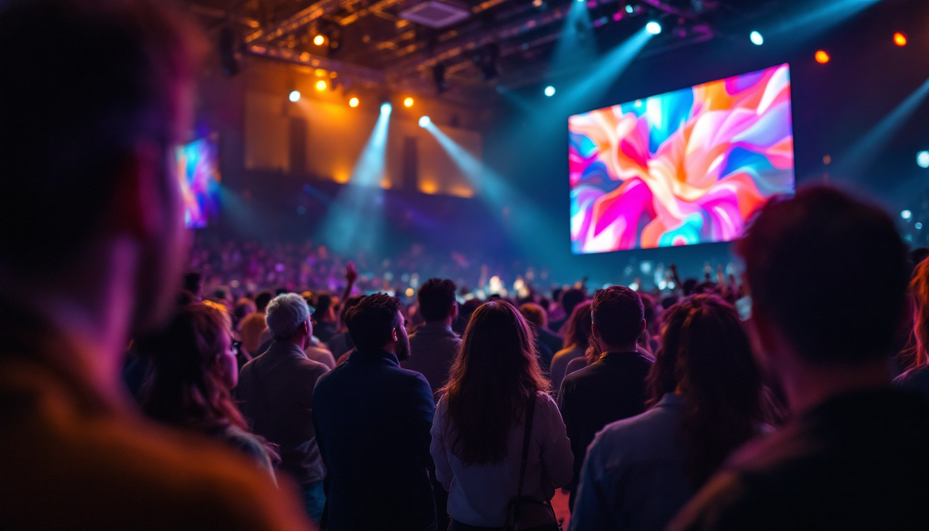 A photograph of capture a photograph of a vibrant led display screen in action at an event