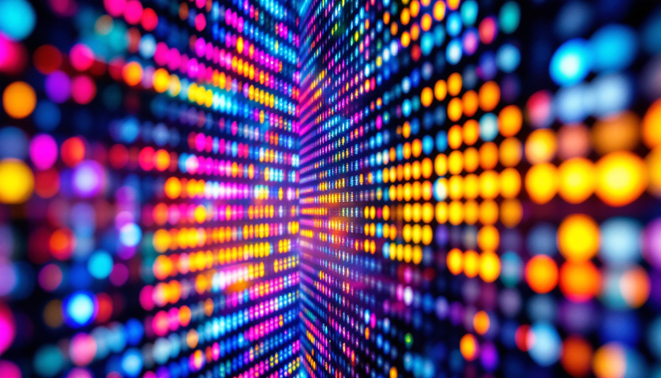 A photograph of a vibrant led display in action