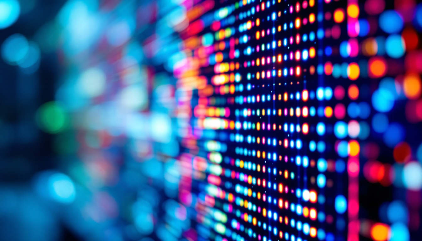 A photograph of a close-up of an led display showing a vibrant