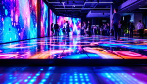 A photograph of a vibrant led floor display in action