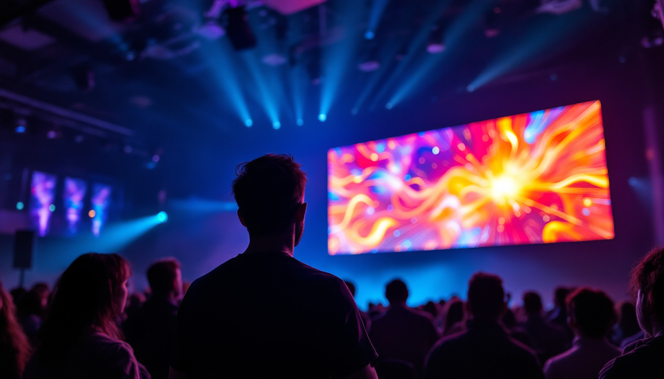 A photograph of a vibrant led screen in use at an event