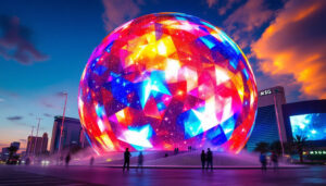 A photograph of capture a photograph of the msg sphere in las vegas