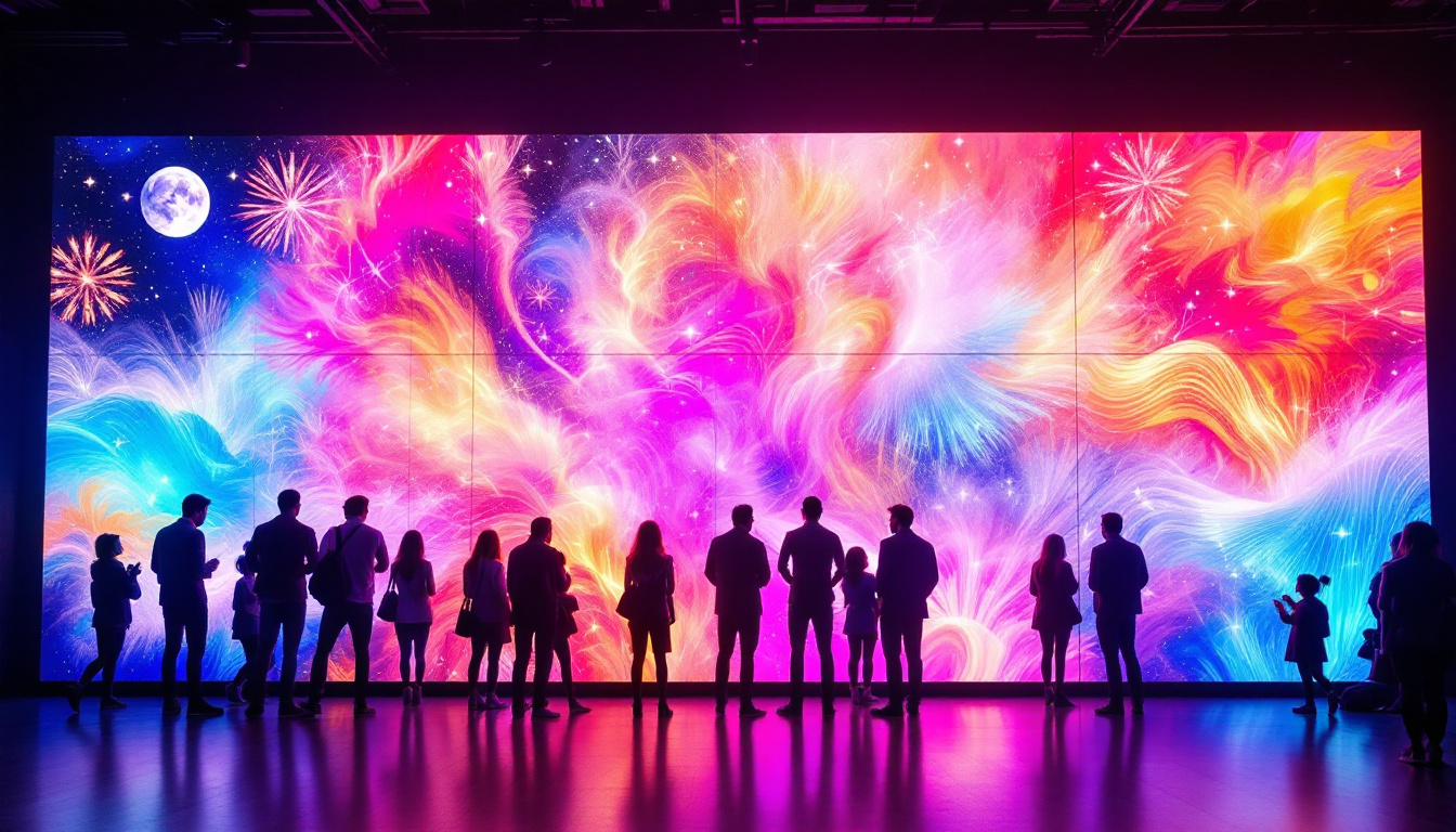 A photograph of a vibrant lg video wall in a dynamic setting