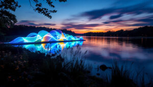 A photograph of capture a photograph of the vibrant led display in lakeside ashland