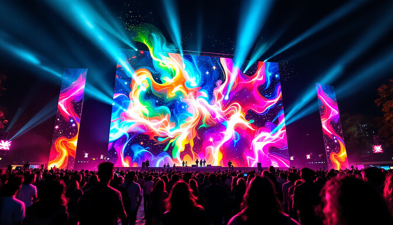 A photograph of a vibrant led display in action