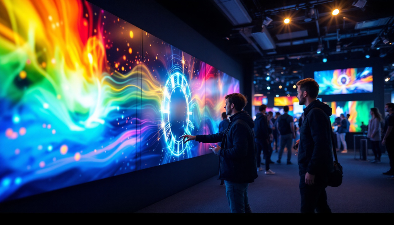 A photograph of a vibrant barco video wall in action