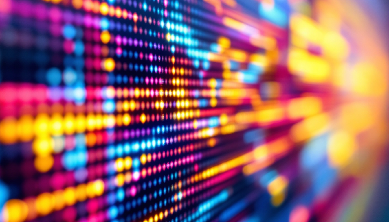 A photograph of a close-up of an led display showcasing its dot pitch and pixel arrangement