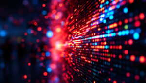 A photograph of a close-up shot of an led display showing a vibrant
