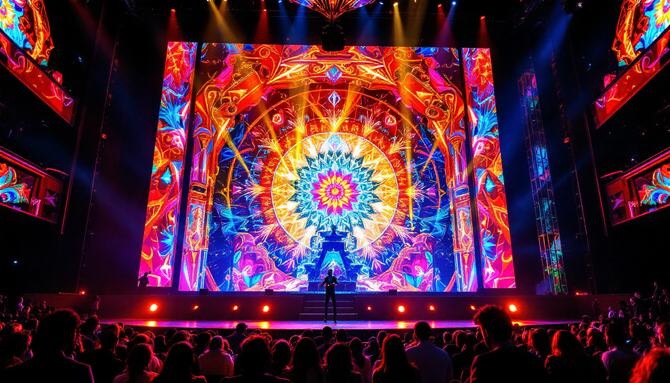 A photograph of a dynamic led display in a theater setting