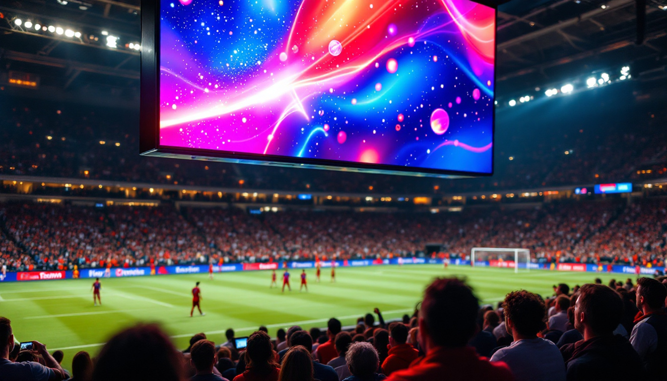 A photograph of a vibrant led sports display in action during a live sporting event