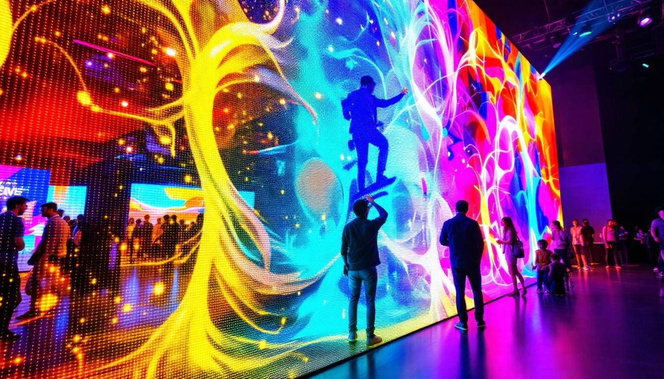 A photograph of a vibrant led display in action at an event