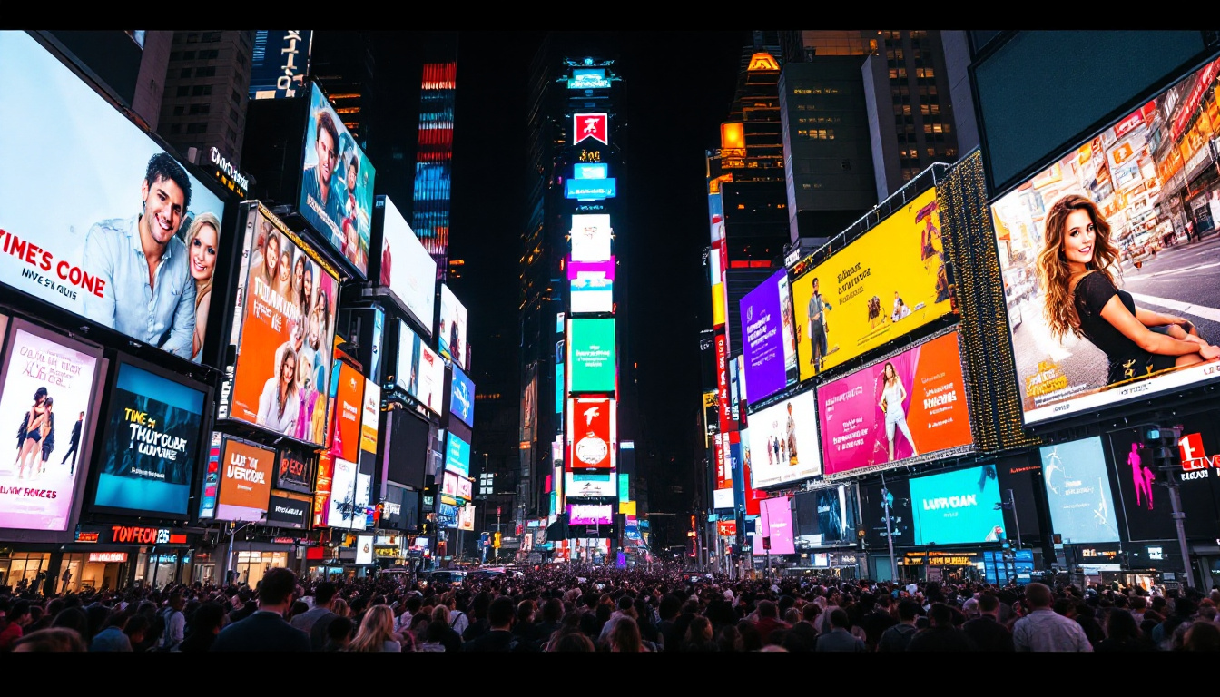 A photograph of capture a photograph of the vibrant led billboards in times square at night