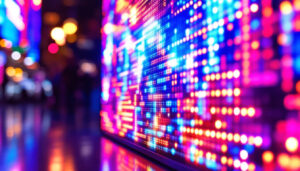 A photograph of a vibrant cob led display in action