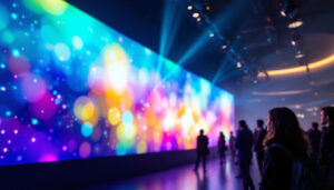 A photograph of a vibrant led display in action