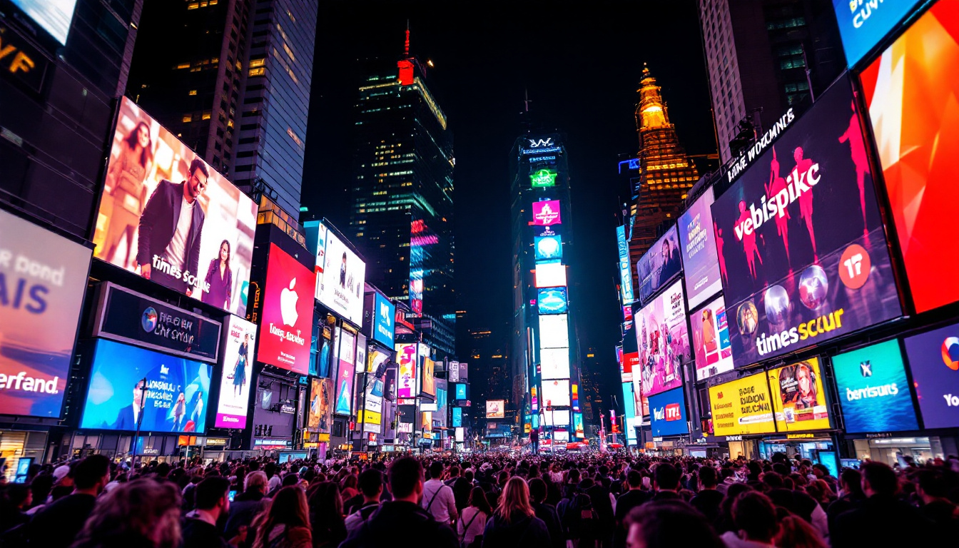 A photograph of capture a photograph of the vibrant led displays in times square at night