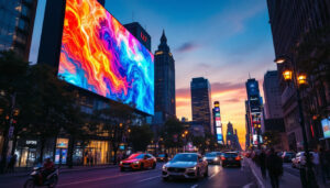 A photograph of a vibrant outdoor led display in action