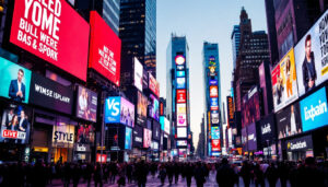 A photograph of capture a photograph of the vibrant led displays in times square