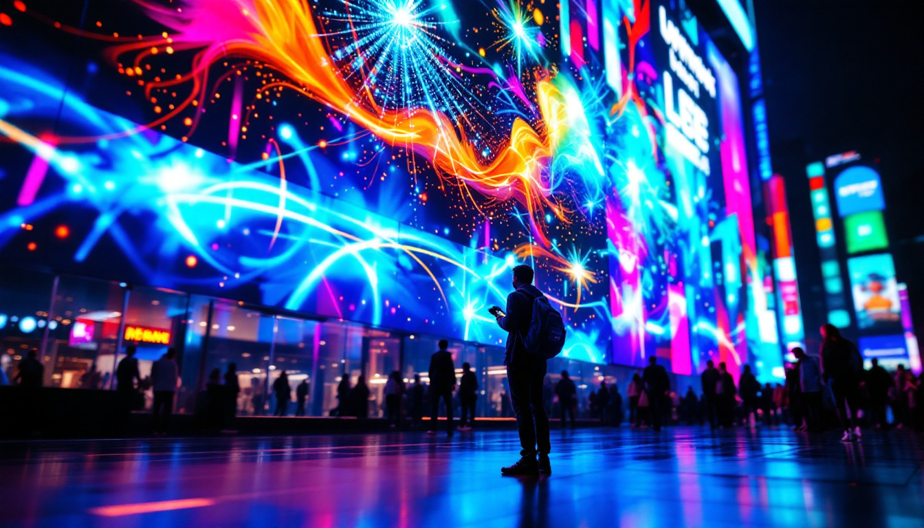 A photograph of a vibrant led display in action
