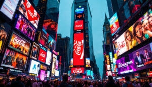 A photograph of the vibrant coke billboard in times square