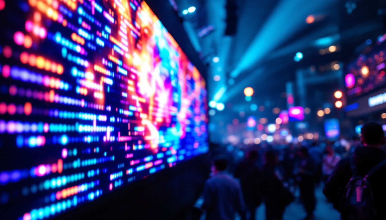 A photograph of a vibrant led display in action