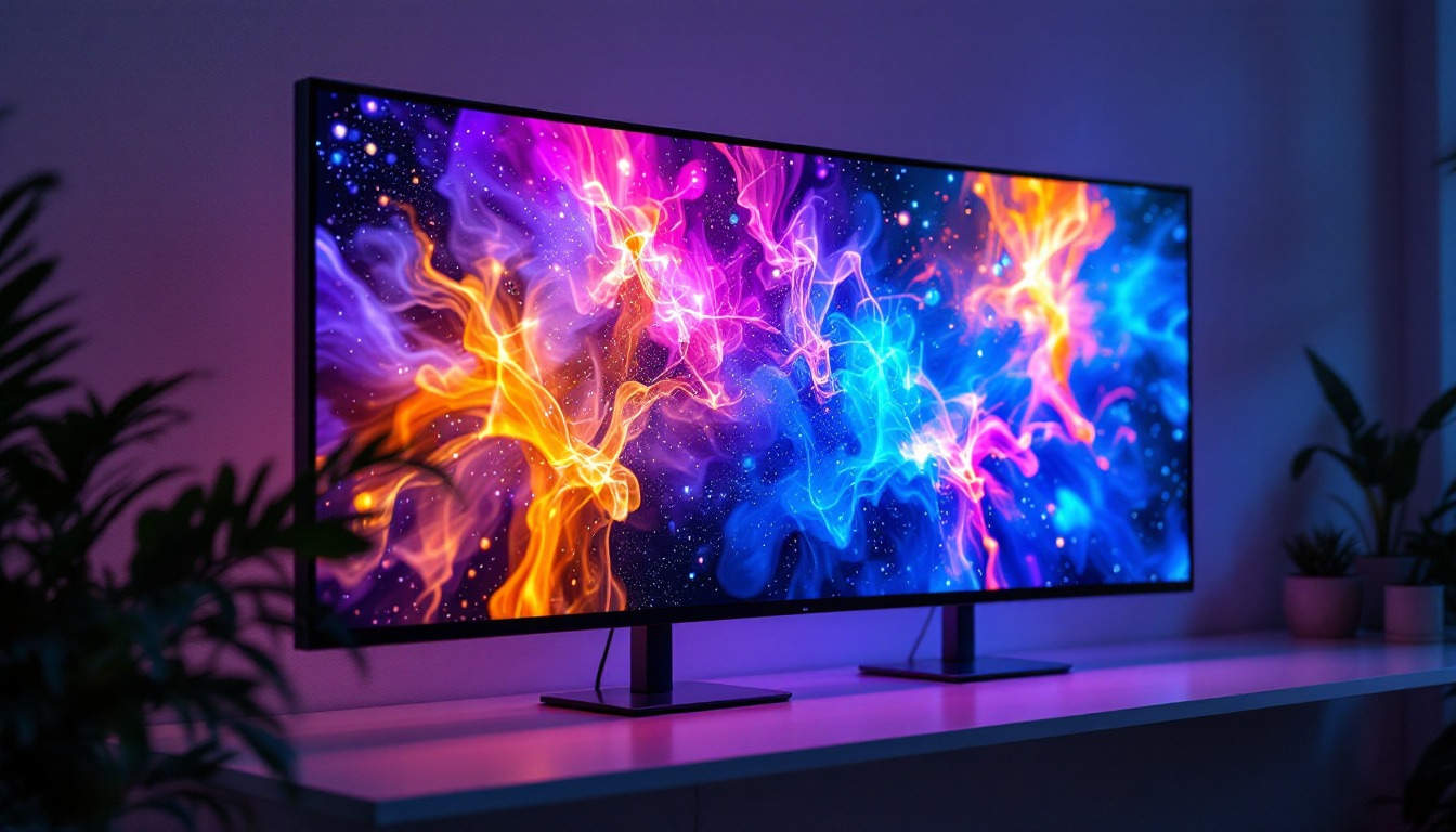 A photograph of a side-by-side comparison of an led display and an lcd screen showcasing vibrant colors and clarity
