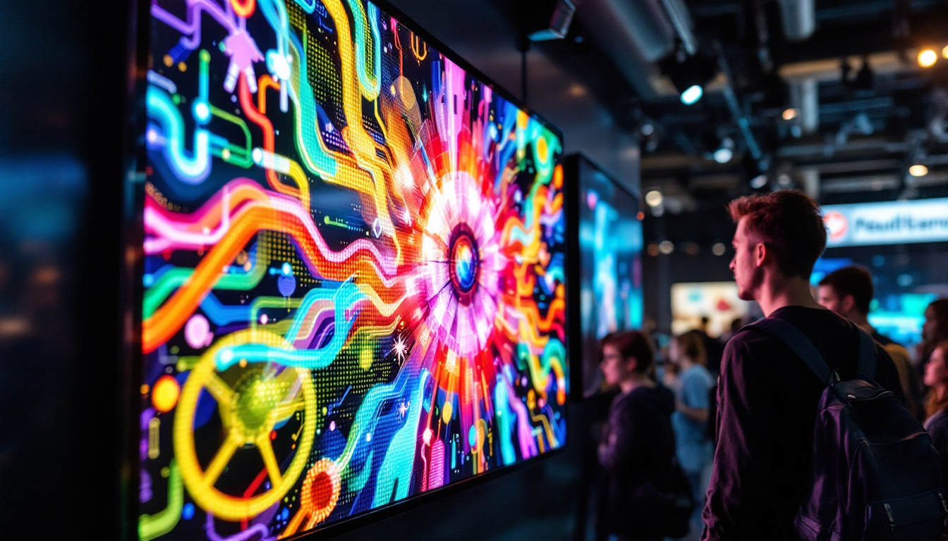 A photograph of a vibrant and dynamic led display in use