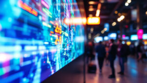 A photograph of a vibrant led display in use