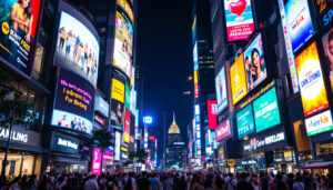 A photograph of capture a photograph of the vibrant bukit bintang area at night