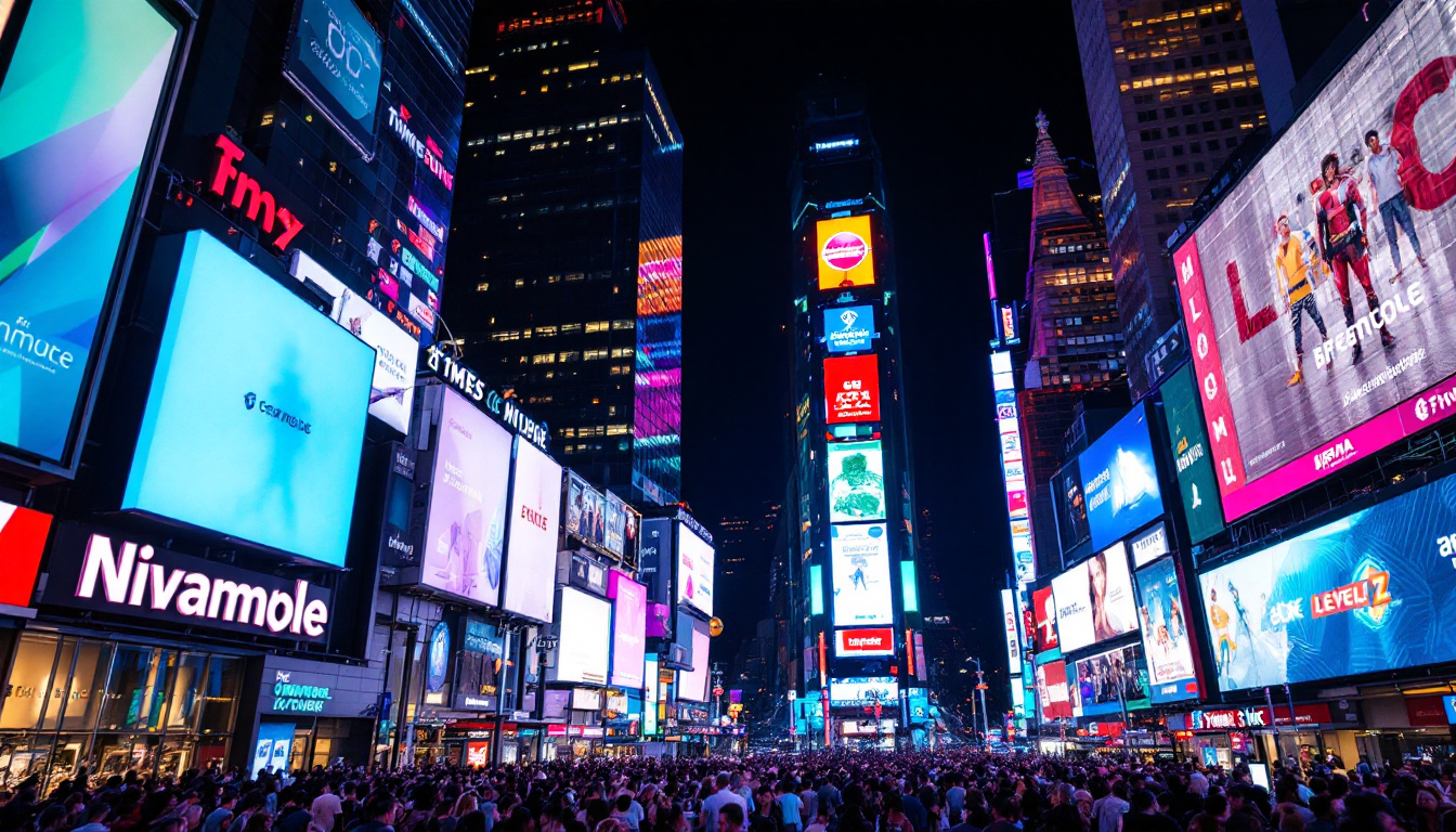A photograph of capture a photograph of the vibrant led displays in times square at night