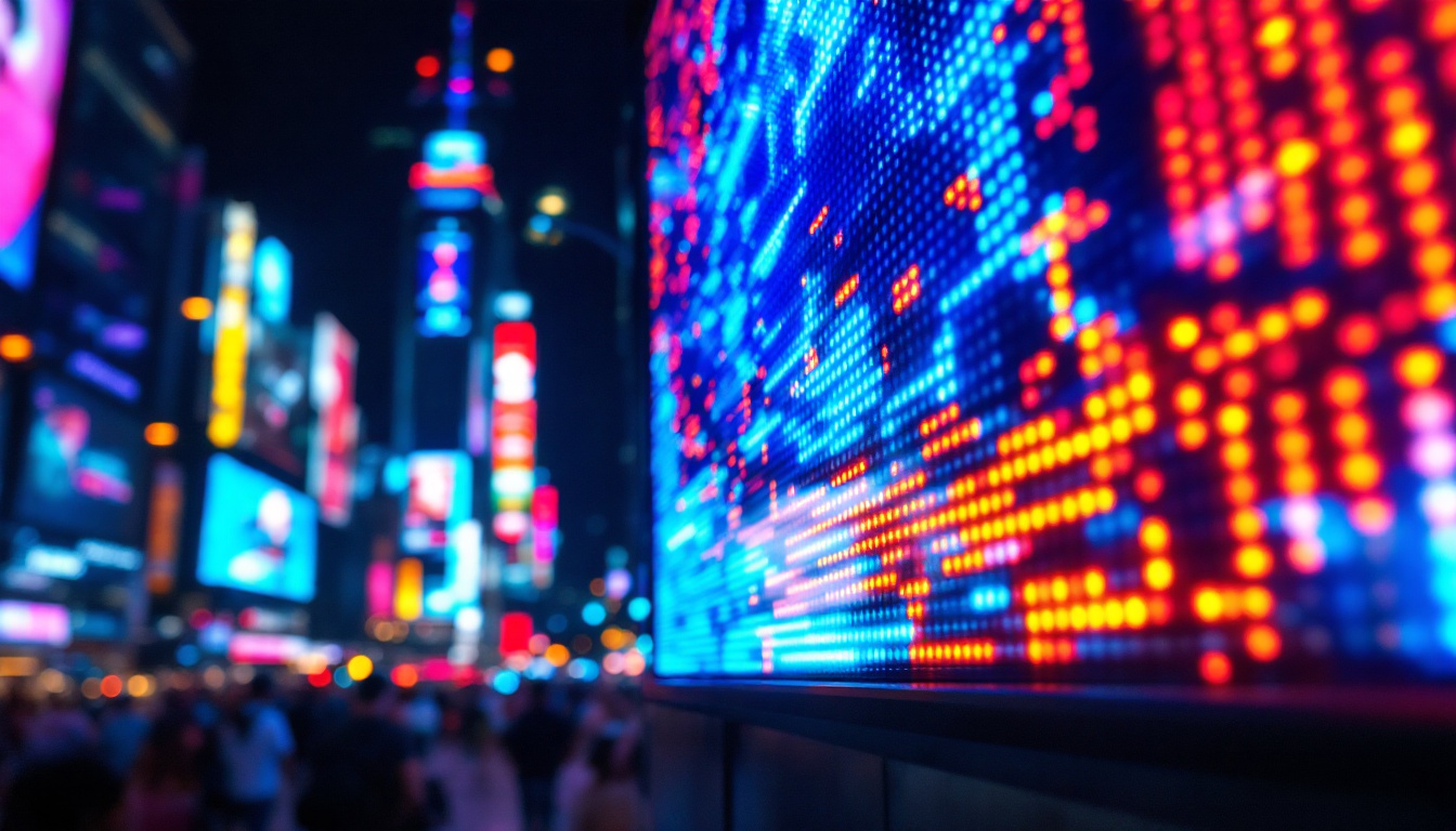 A photograph of a vibrant led display in action