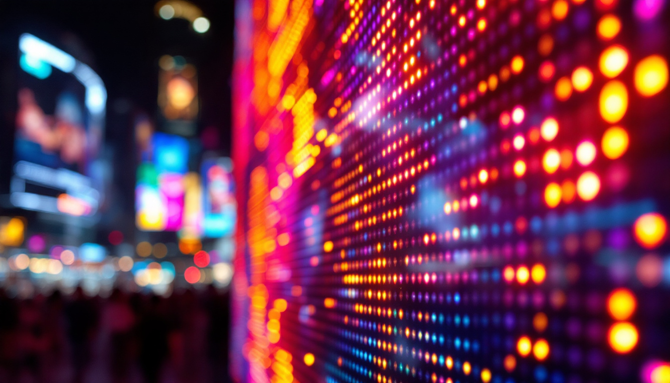 A photograph of a vibrant led display in action