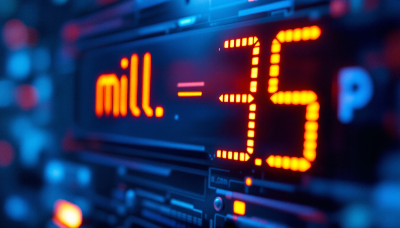 A photograph of a close-up shot of an led display showcasing a measurement conversion from millimeters to inches