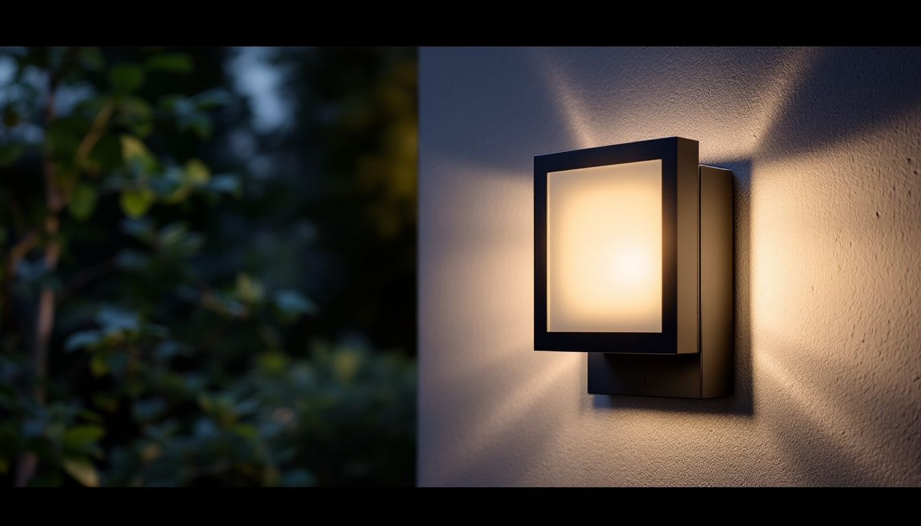 A photograph of capture a photograph of a beautifully installed outdoor light mounting block featuring a sleek led display