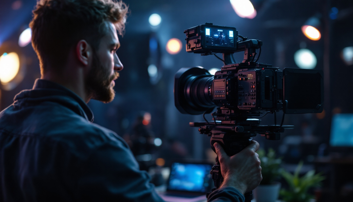 A photograph of a filmmaker in action