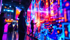 A photograph of a vibrant led display in action